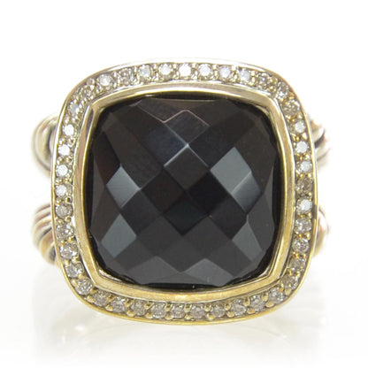 David Yurman Sterling Silver Diamond Black Onyx 14mm Albion Ring 54 7 1 of 6