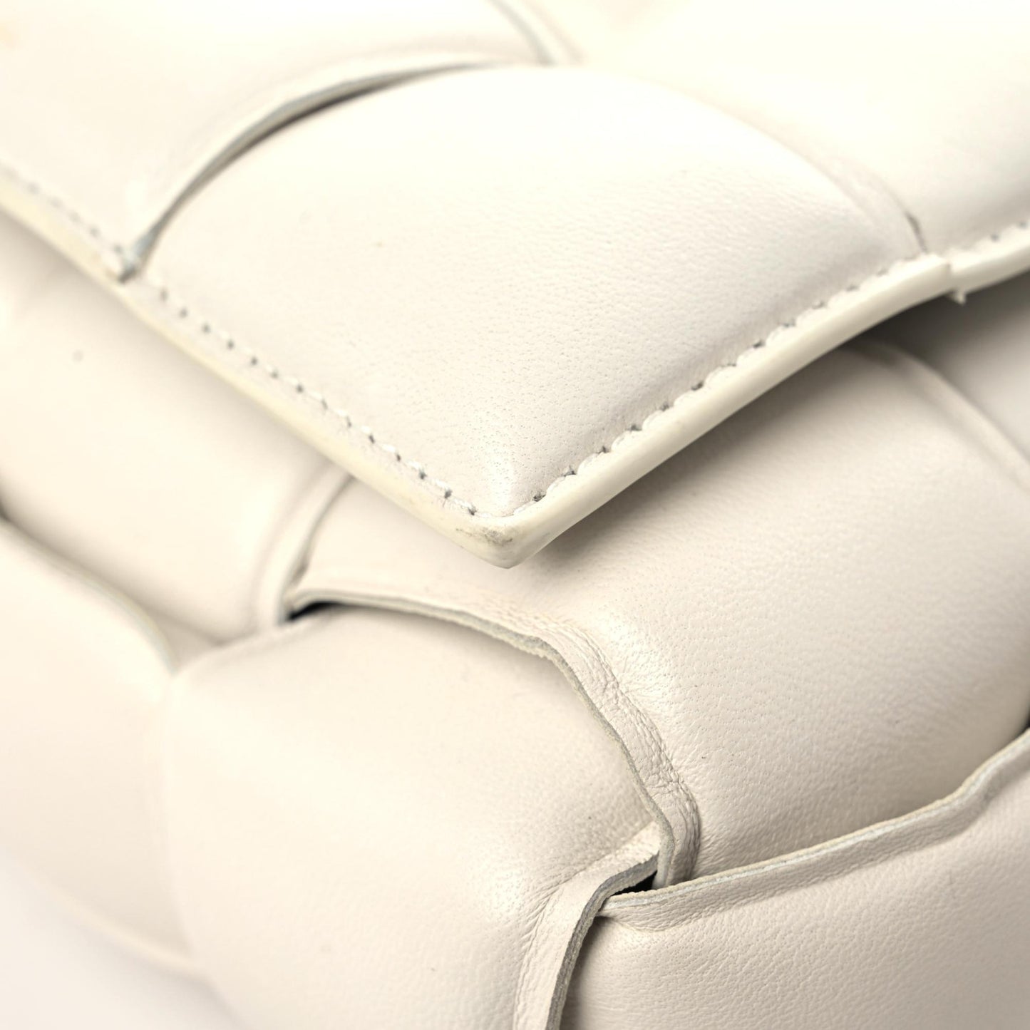 Nappa Maxi Intreccio Padded Cassette Crossbody Bag Chalk