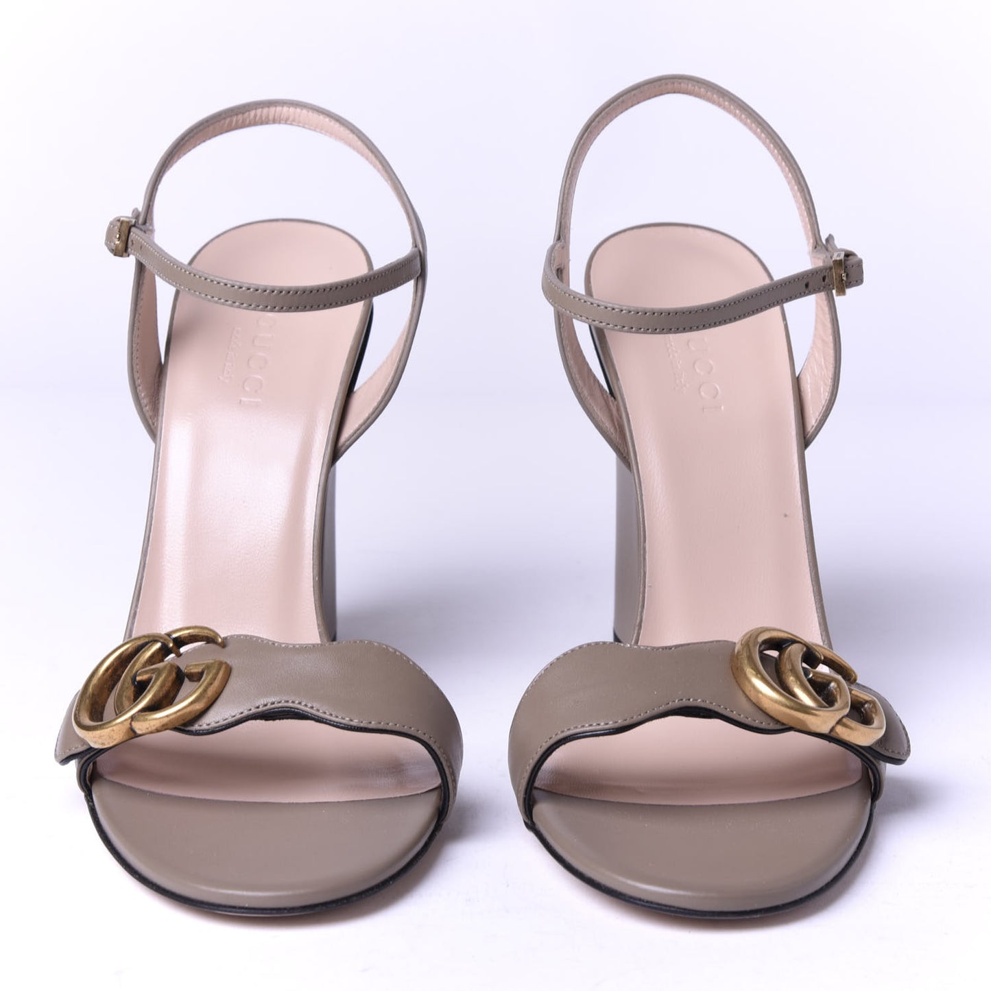 Lifford Calfskin GG Marmont Ankle Wrap 105mm Sandals 35.5 Mud