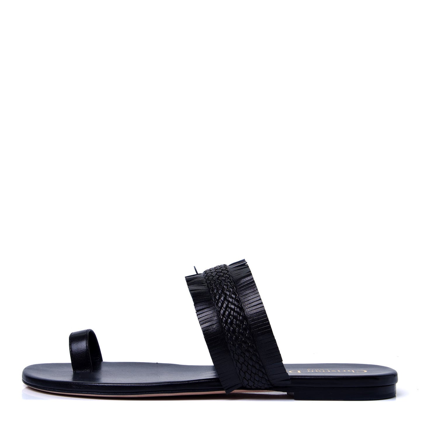 Lambskin Braided Wave Sandal 38.5 Black