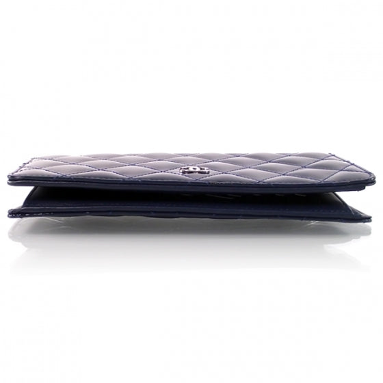 Chanel Quilted Patent Flat Wallet Blue 2 of 6