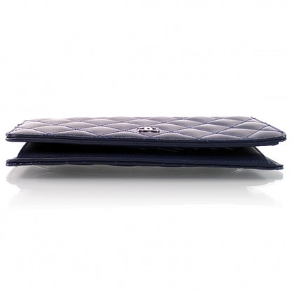 Chanel Quilted Patent Flat Wallet Blue 2 of 6