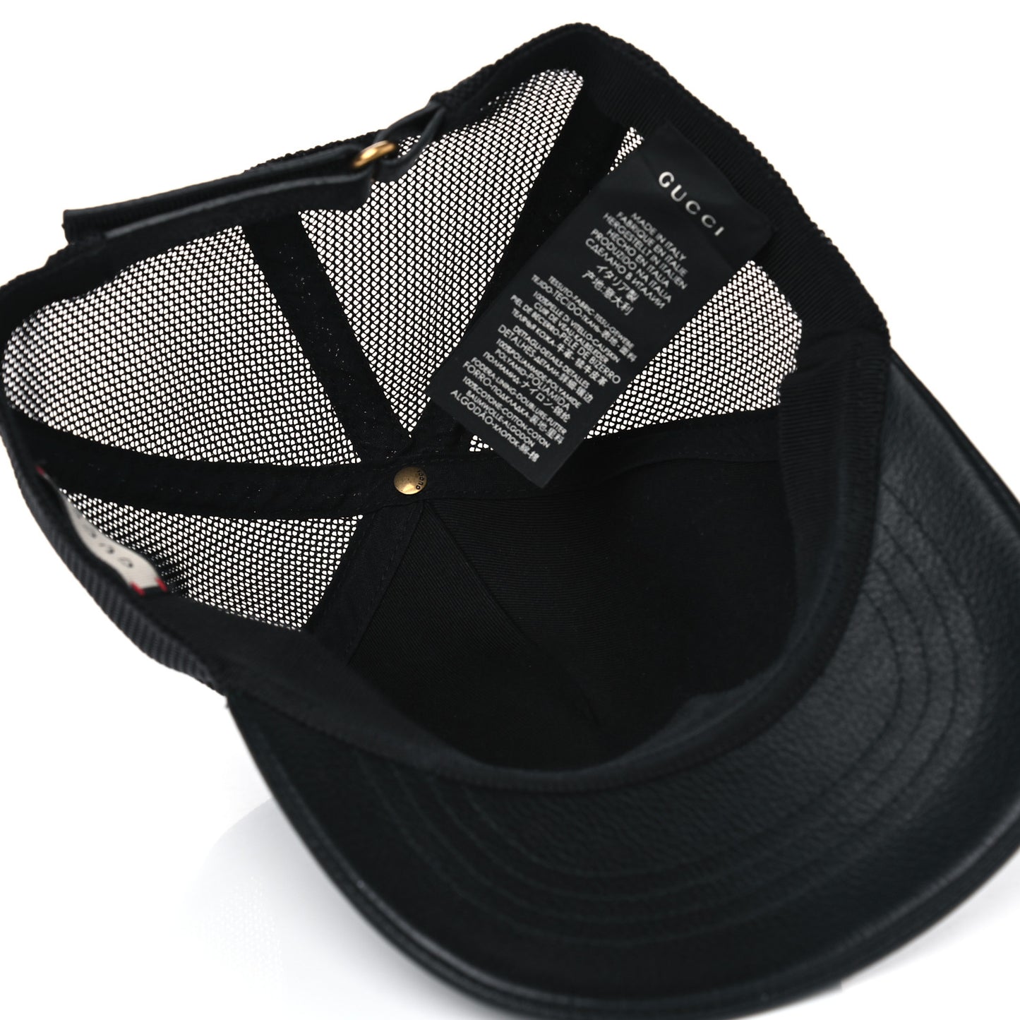 Grained Calfskin Logo Baseball Hat L Black