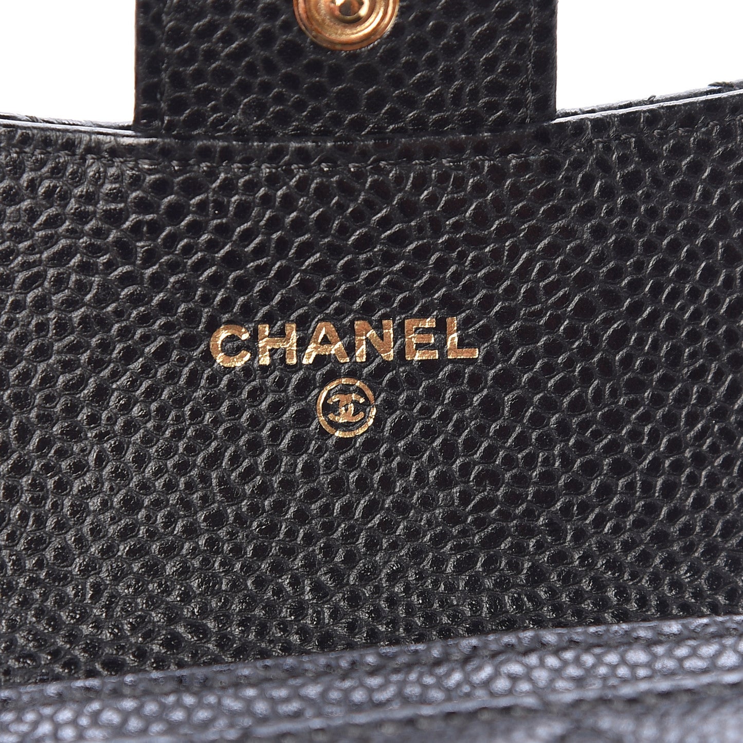 Caviar Quilted Flap Card Holder Black