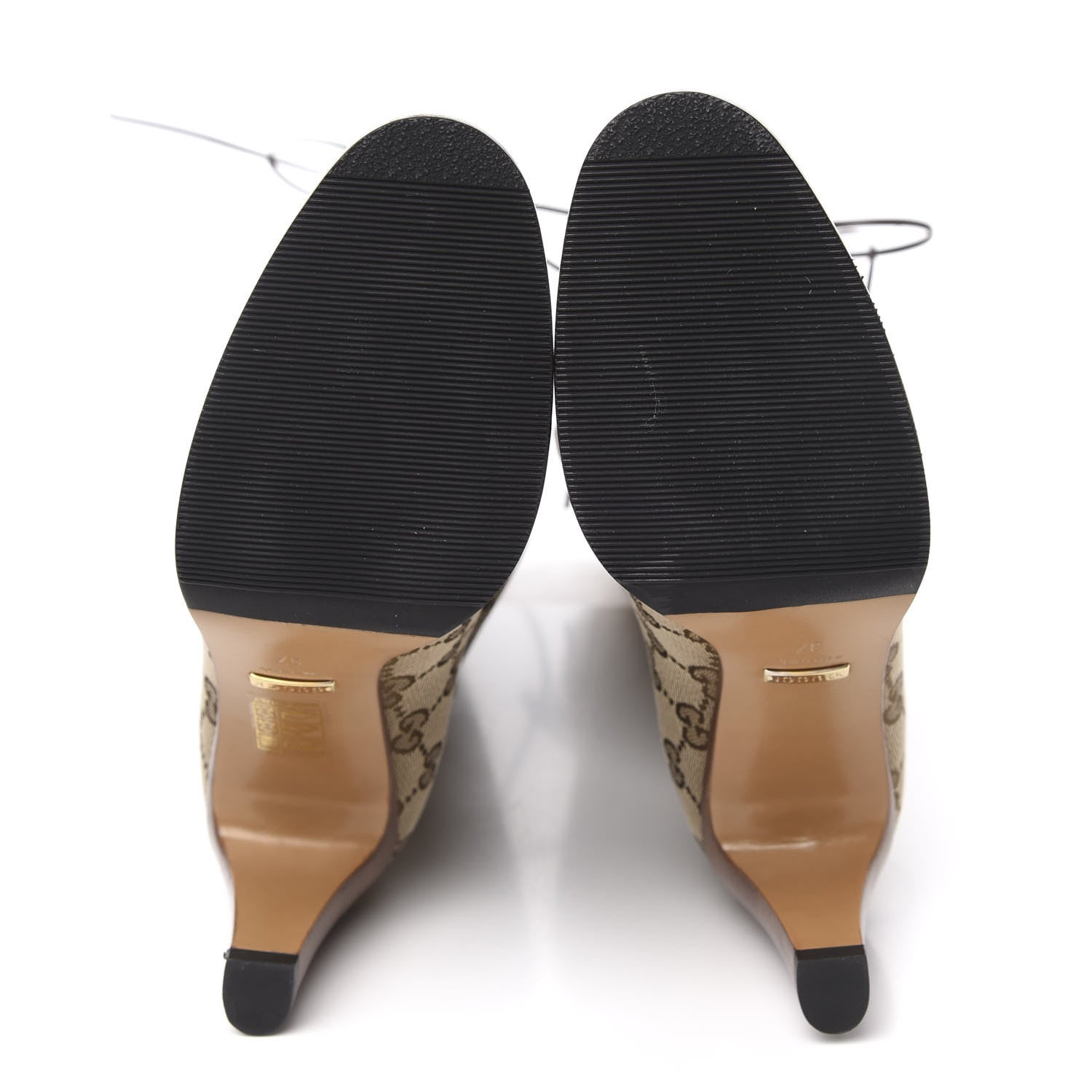 Gucci Monogram Malaga Kid Lisa Mid Heel Boots 37 Beige Ebony 5 of 7