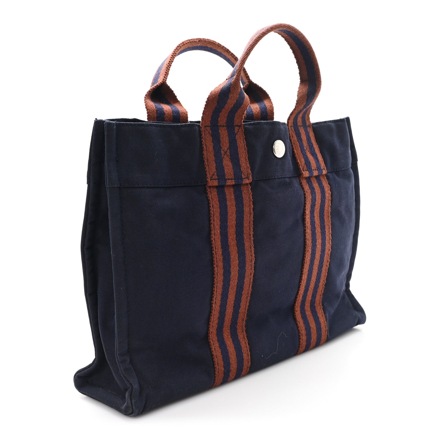 Hermes Canvas Tout Fourre PM Navy Brown 3 of 9