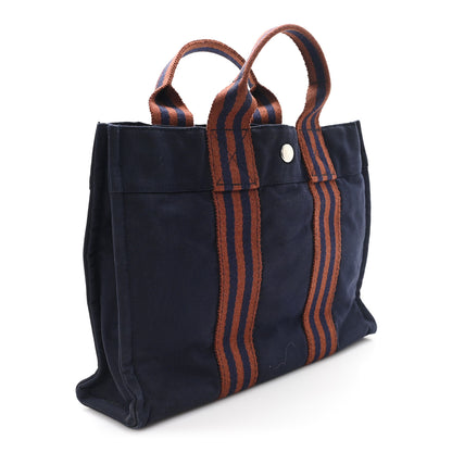 Hermes Canvas Tout Fourre PM Navy Brown 3 of 9