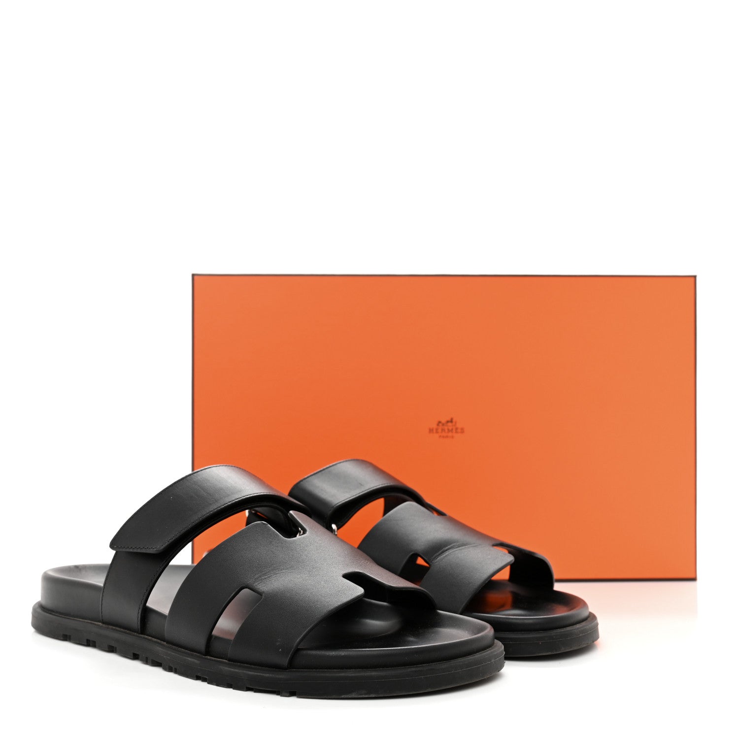 Hermes Calfskin Mens Chypre Sandals 42 Black 12 of 12