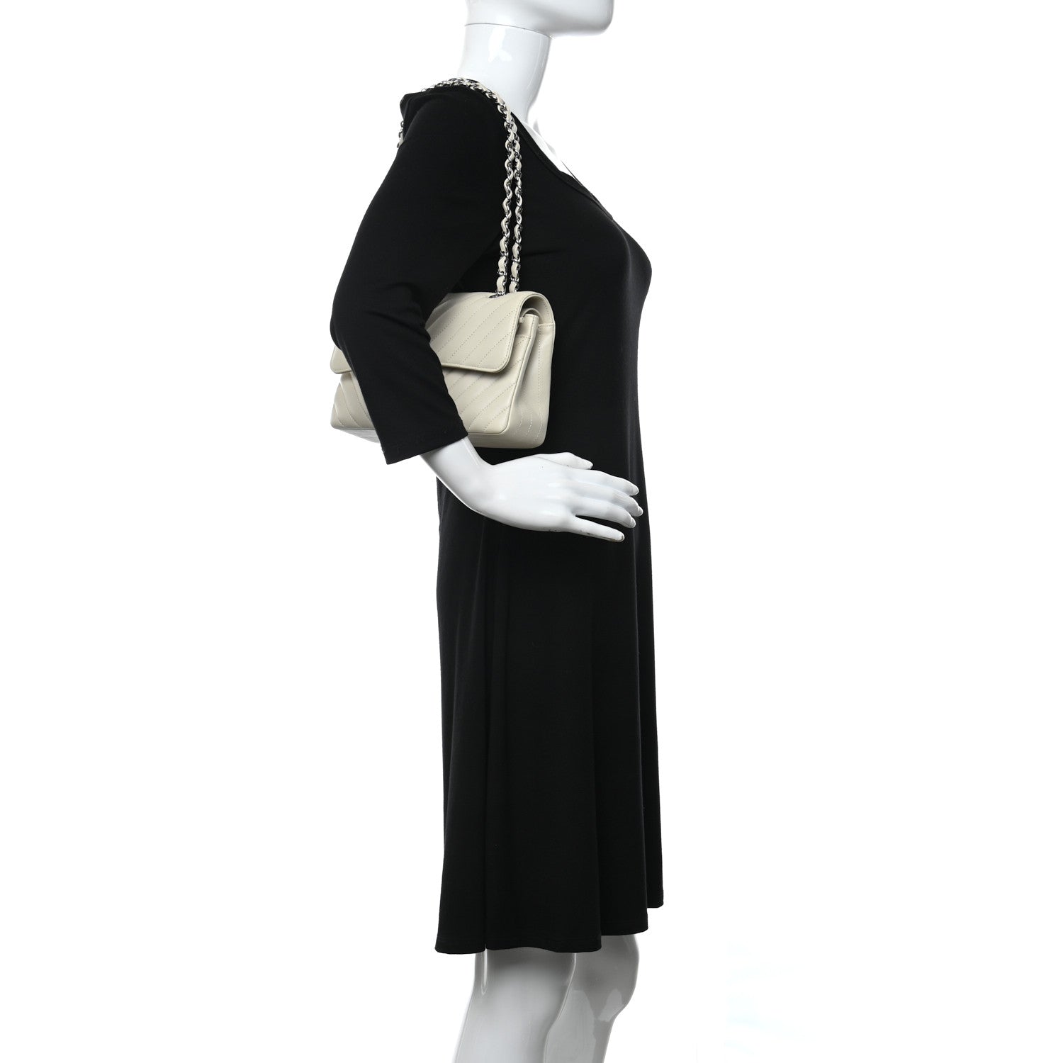 Chanel Lambskin Chevron Quilted Small Double Flap White 2 of 12