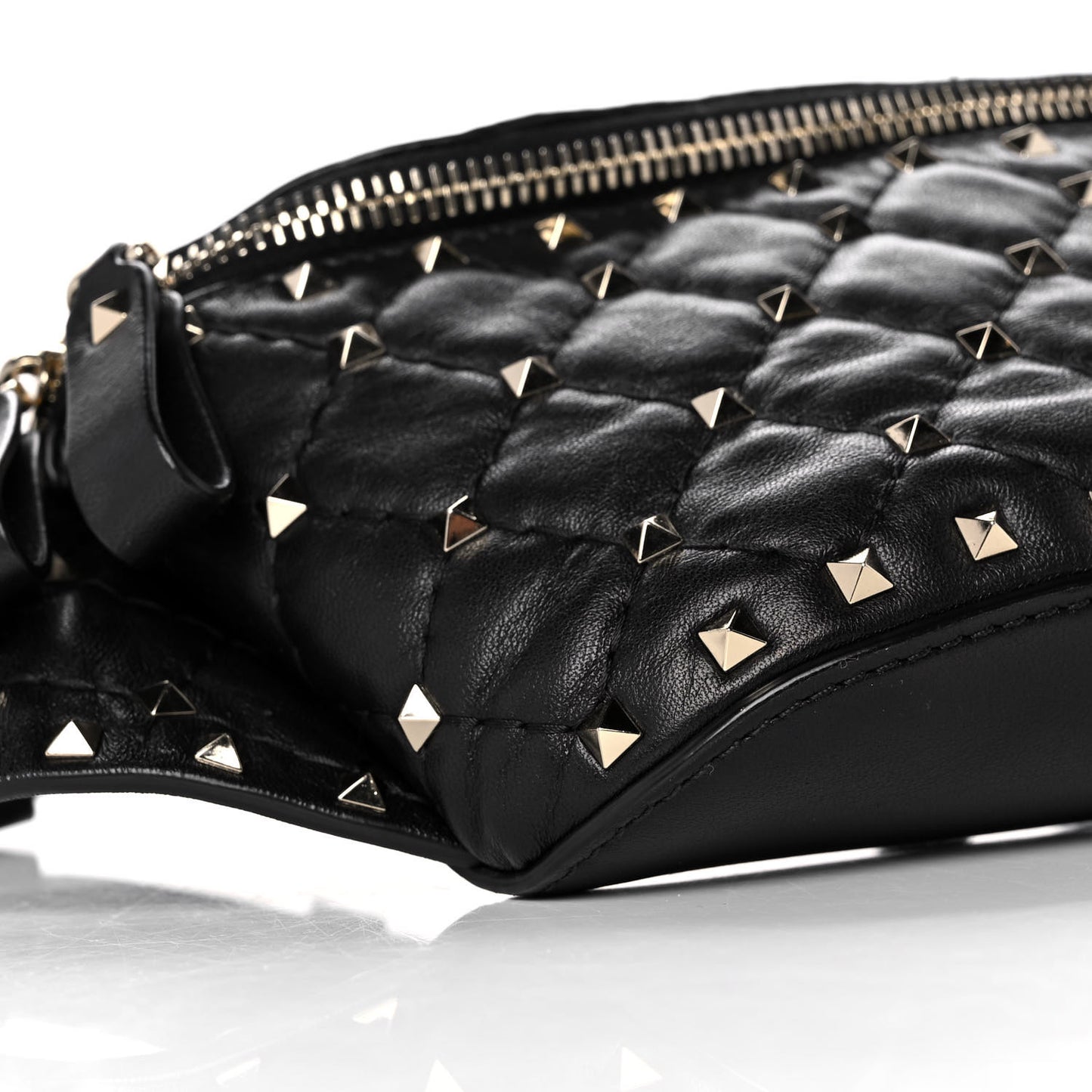 Lambskin Rockstud Spike Belt Bag 85 Black