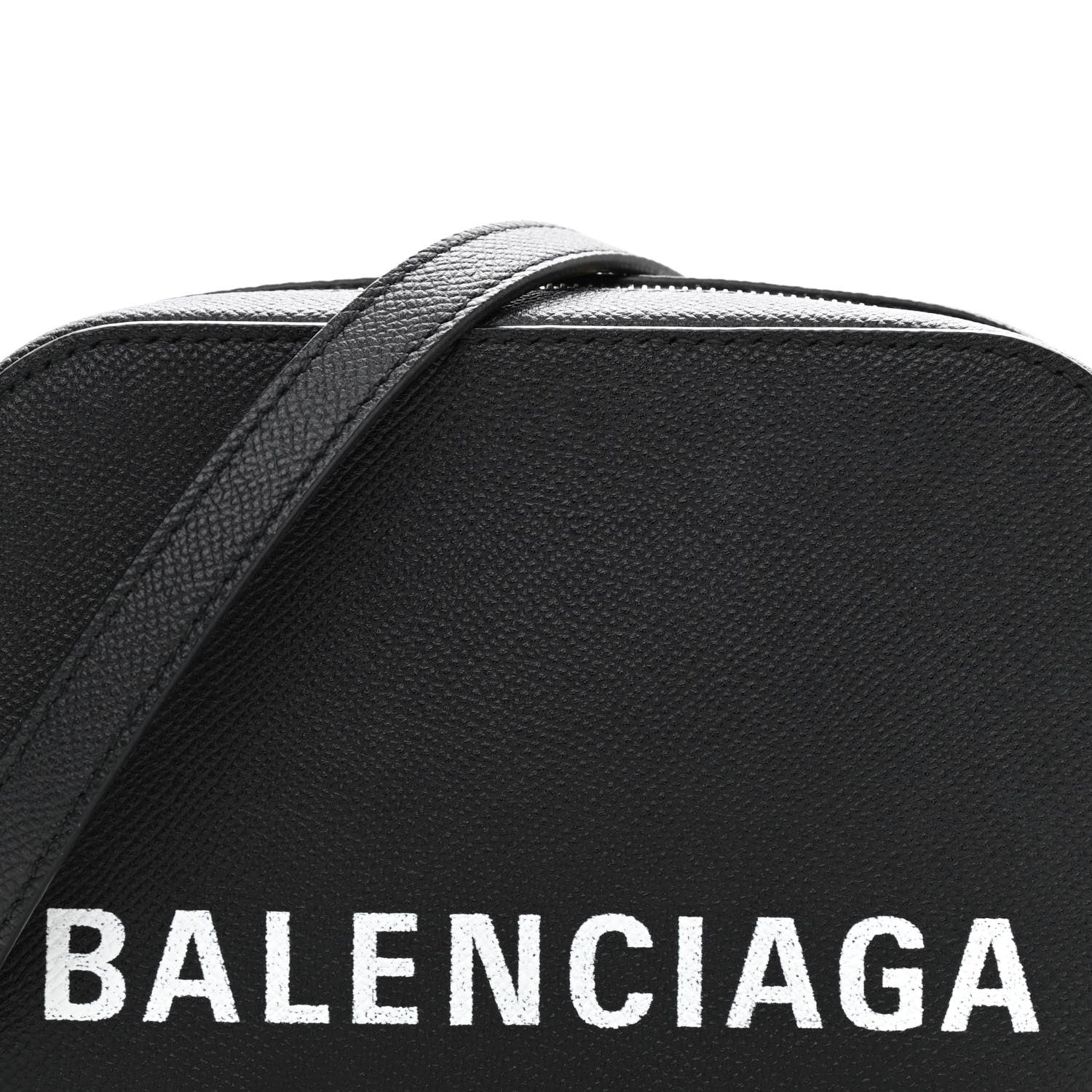 Balenciaga Signature Grained Calfskin Logo XS Ville Camera Bag Black White 8 of 11