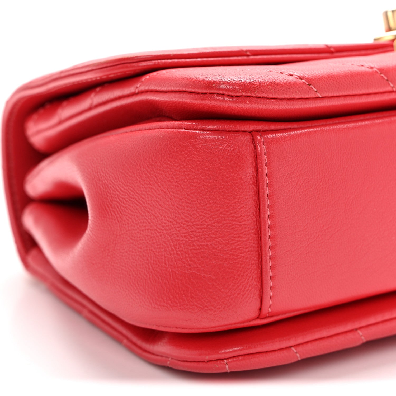 Chanel Lambskin Chevron Quilted Gold Top Handle Flap Bag Red 9 of 10