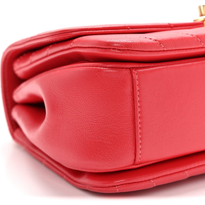 Chanel Lambskin Chevron Quilted Gold Top Handle Flap Bag Red 9 of 10