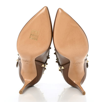 Valentino Garavani Calfskin Rockstud Double Buckle 100mm Ankle Boots 36 Nocciola 5 of 7