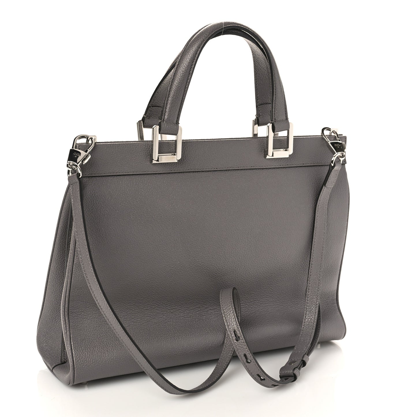 Grainy Calfskin Medium Zumi Top Handle Bag Dusty Grey