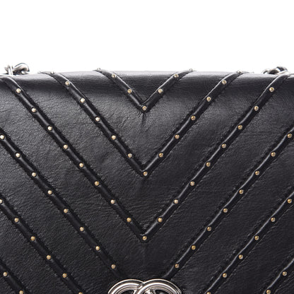 Chanel Calfskin Studded Chevron Quilted Flap Black 10 of 16