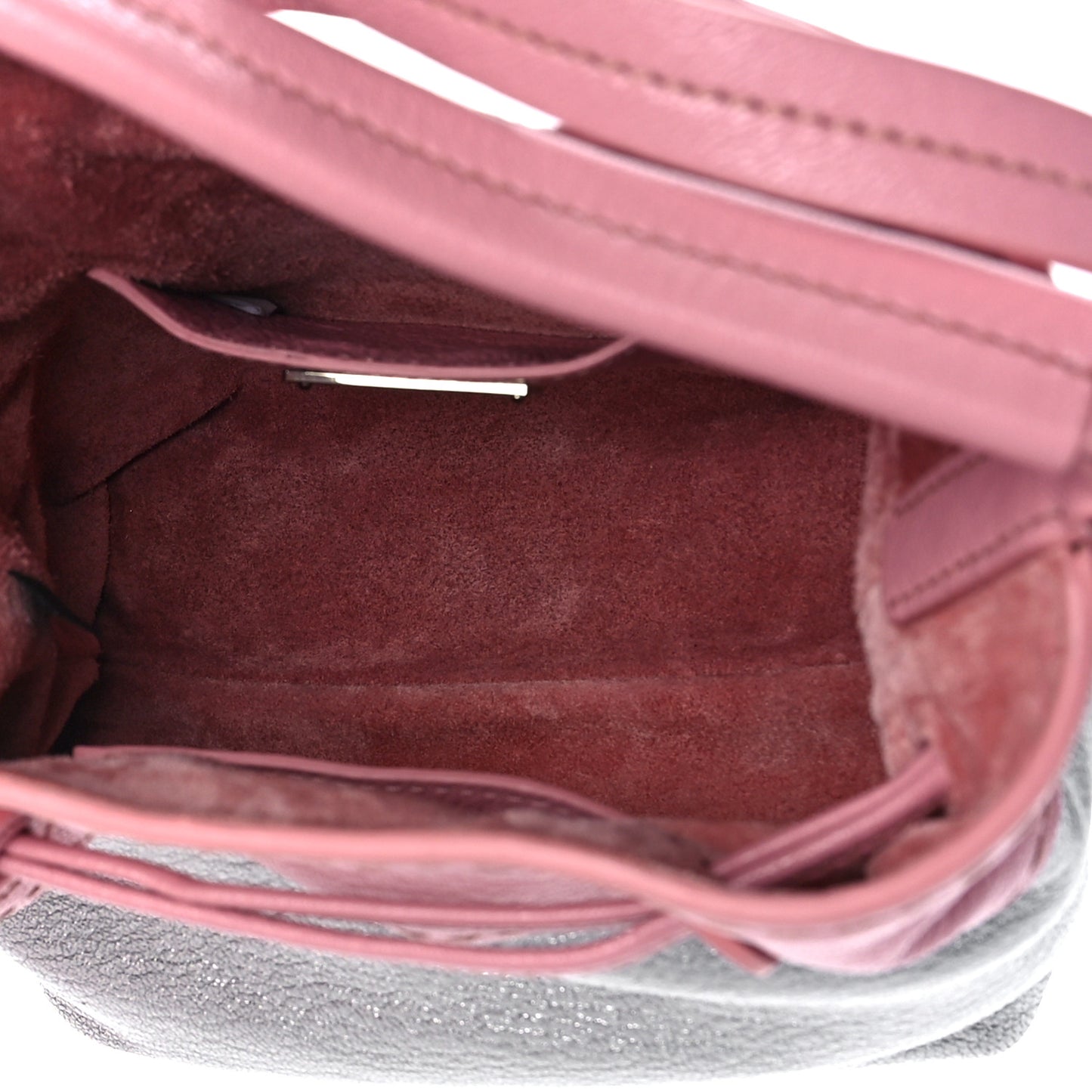 Goatskin Madras Bi-Color Bucket Bag Chrome Rosa
