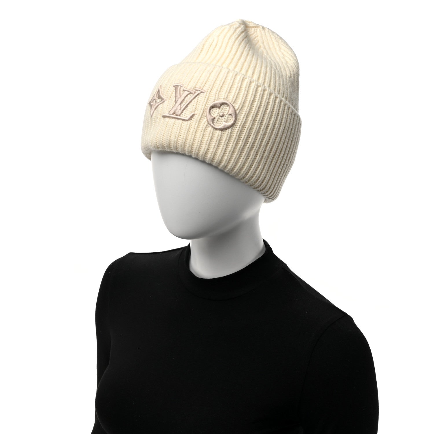 Louis Vuitton Wool Monogram LV Headline Beanie Hat White 2 of 5