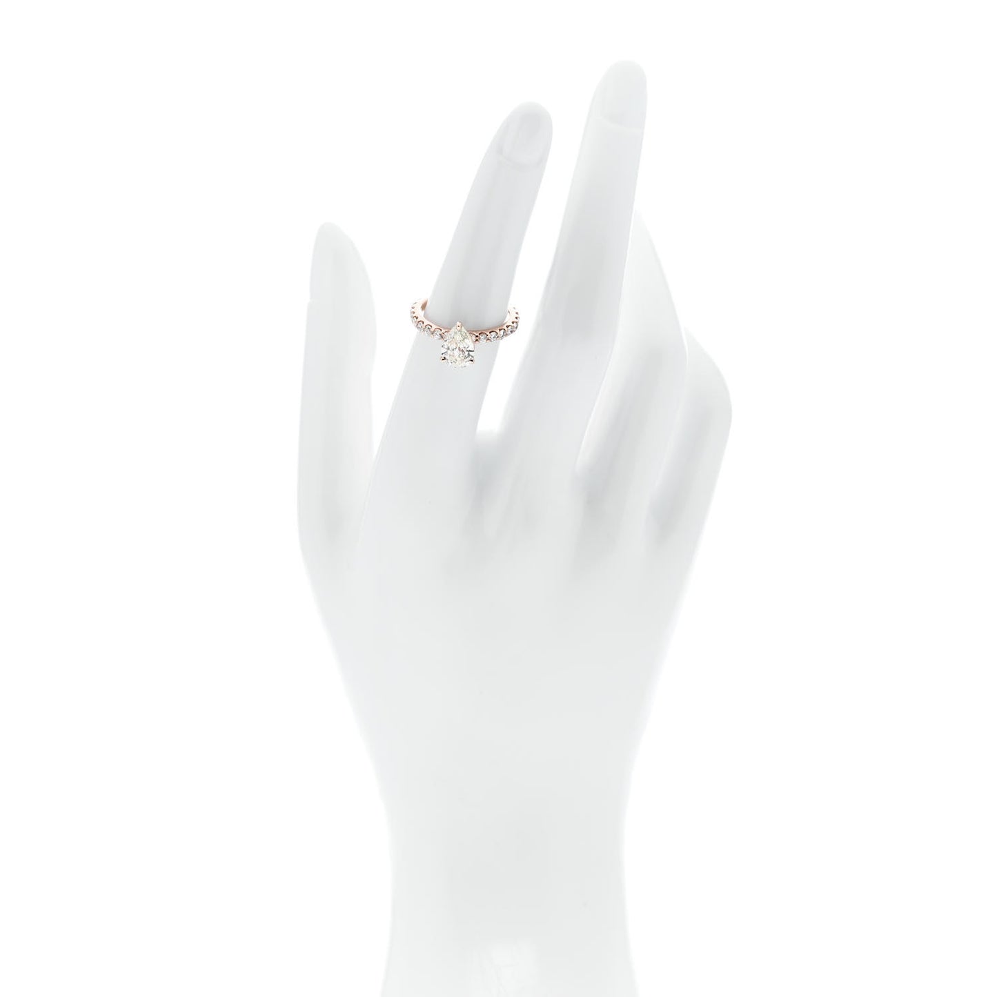 18K Rose Gold Diamond 1.014ct Pear Cut Pave Band Engagement Ring  51 5.75