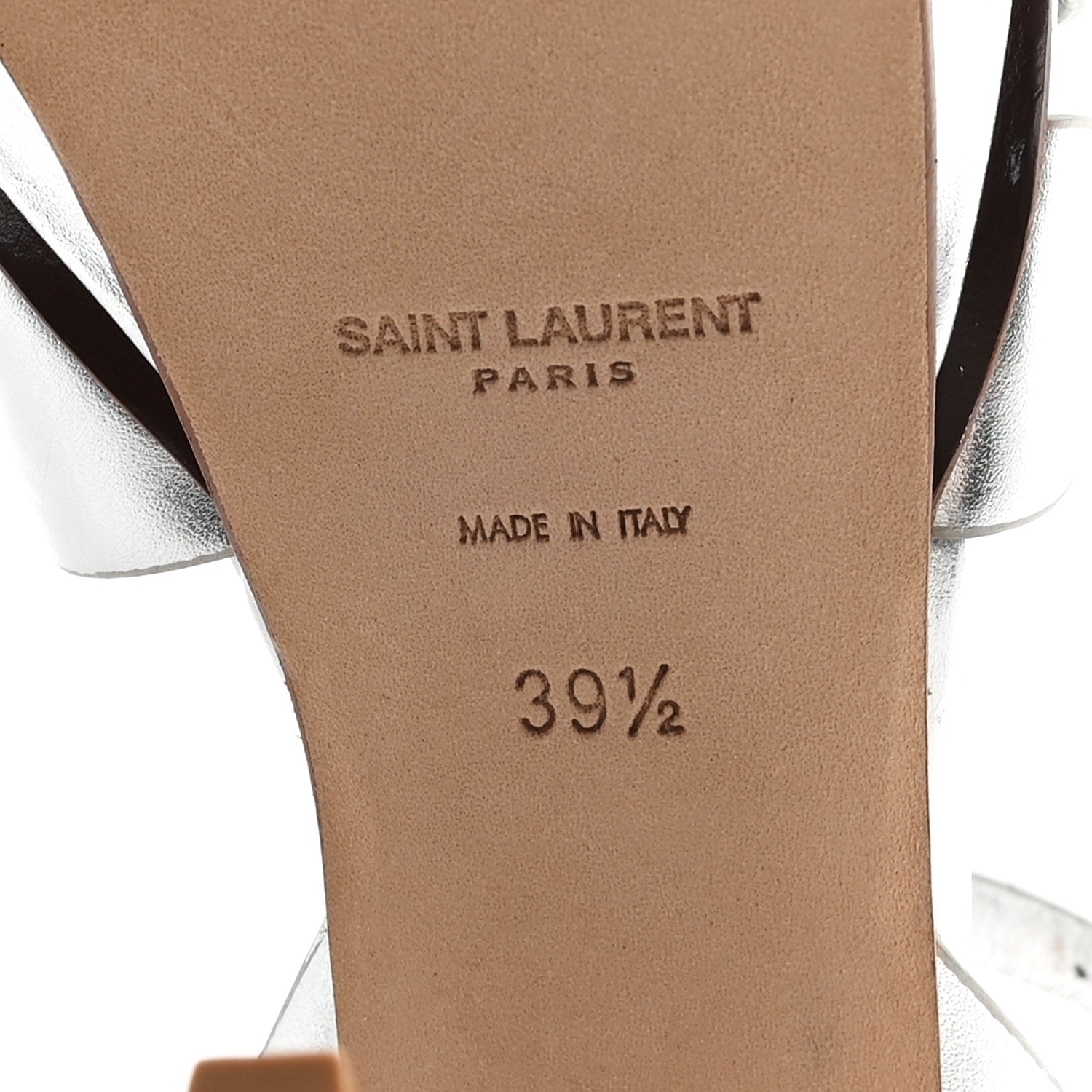 Saint Laurent Metallic Calfskin Tribute 105 Platform Sandals 39.5 Silver 7 of 11