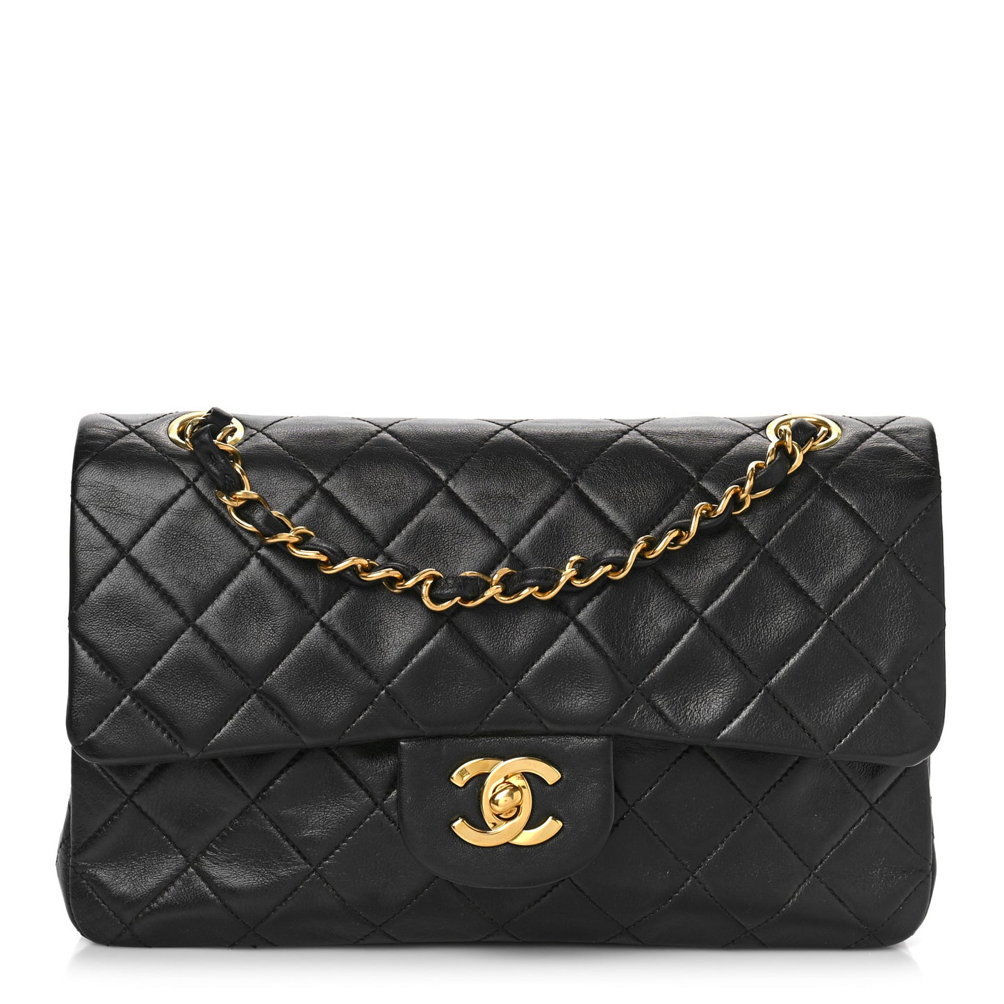 Lambskin Quilted Small Double Flap Black