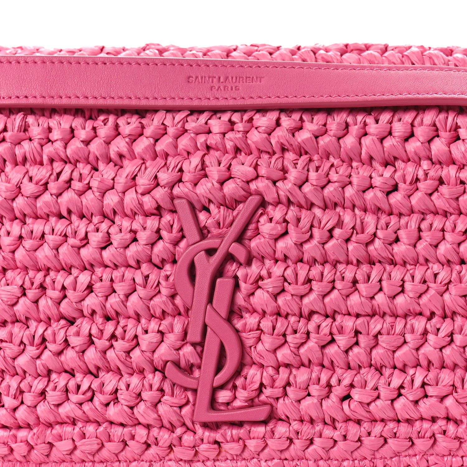 Saint Laurent SAINT LAURENT Raffia Calfskin Monogram Medium Niki Chain Satchel Bright Pink 7 of 10