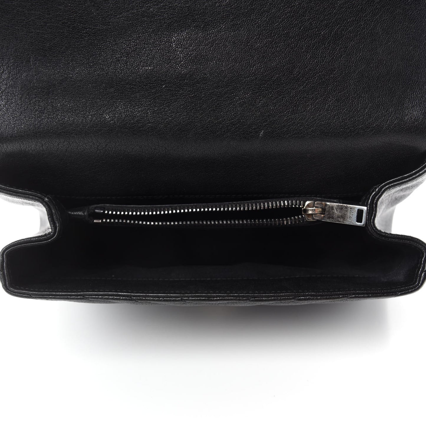 Sheepskin Matelasse Chevron Monogram Medium College Bag Black