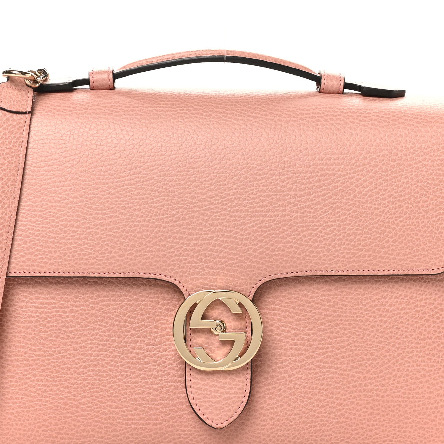 Gucci Dollar Calfskin Medium Interlocking G Top Handle Shoulder Bag Soft Pink 8 of 10