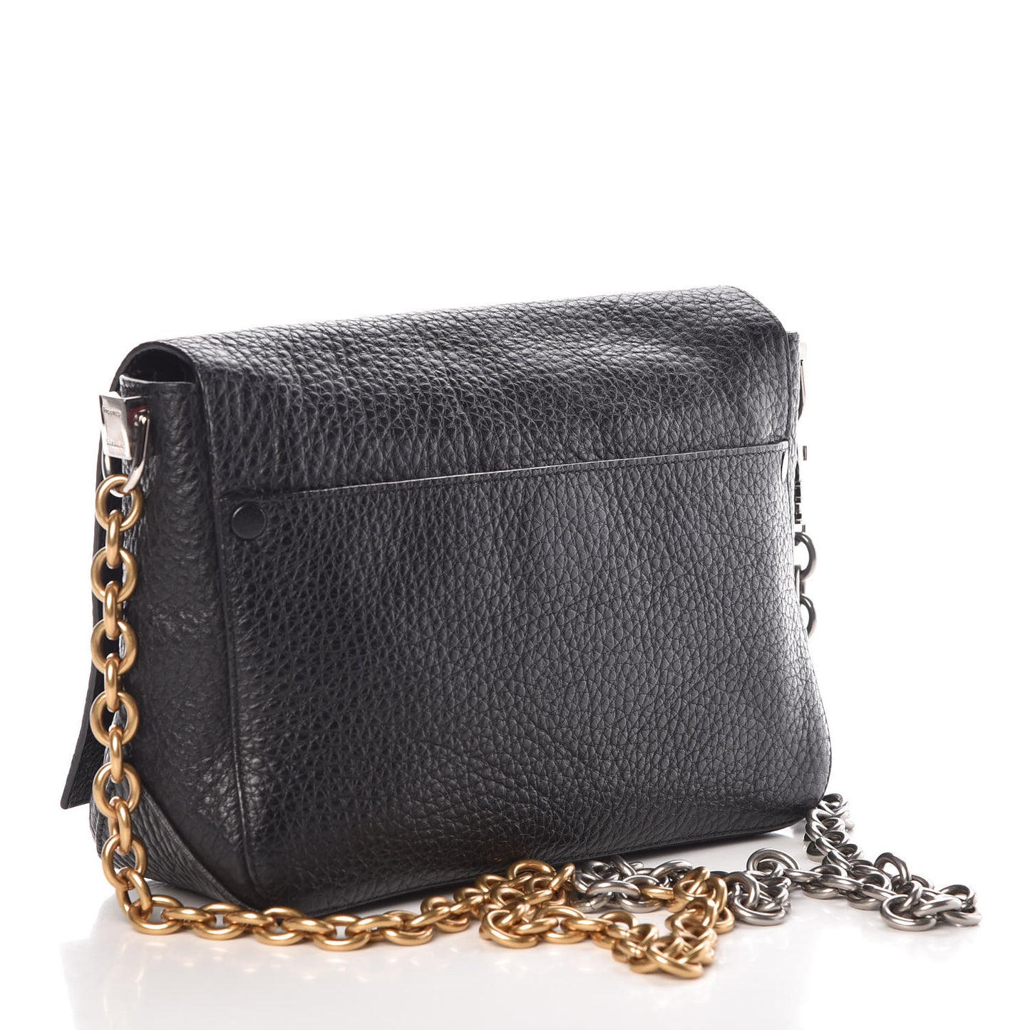 Pebbled Calfskin Small Courier Black