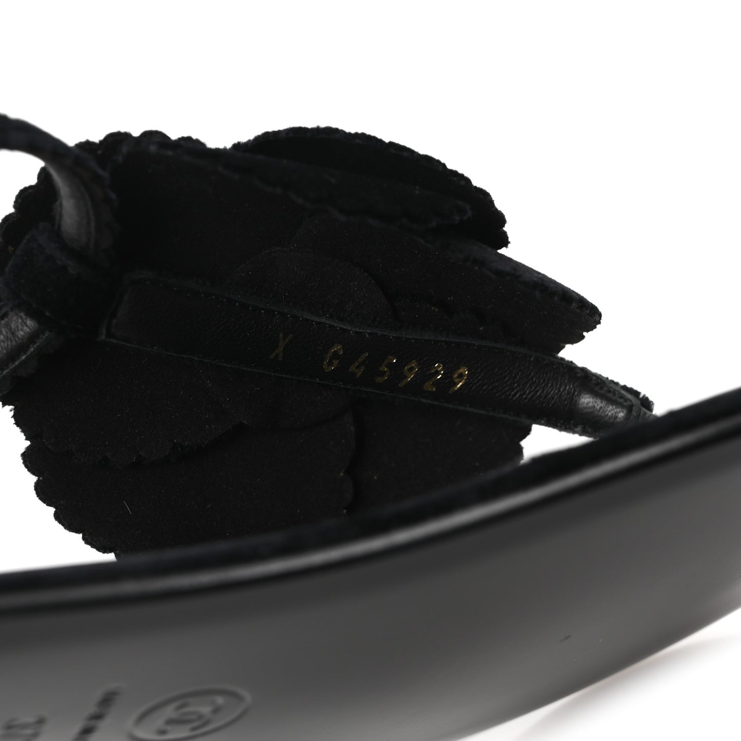 Velvet Pearl Camellia Thong Sandals 37.5 Black