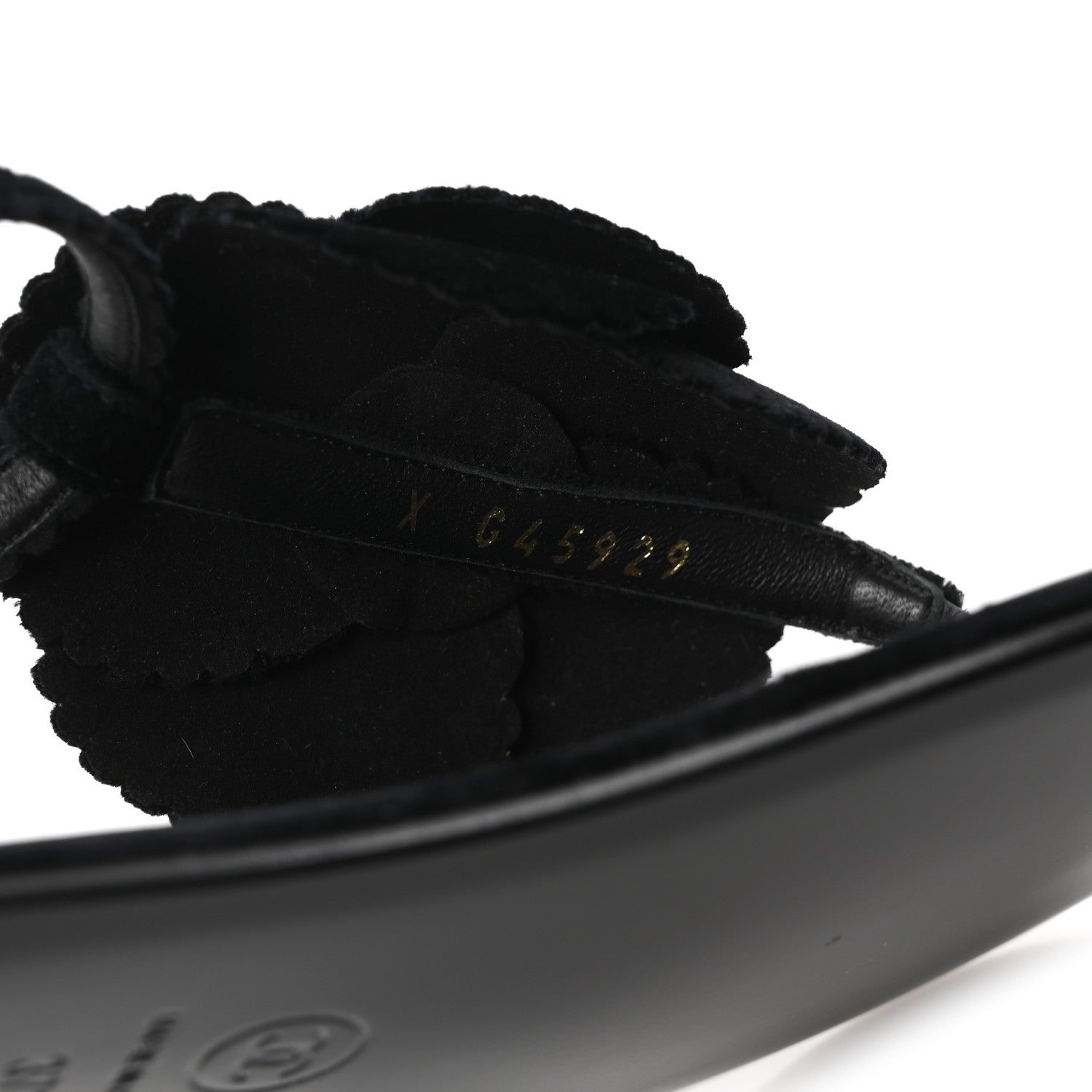Chanel Velvet Pearl Camellia Thong Sandals 37.5 Black 9 of 10