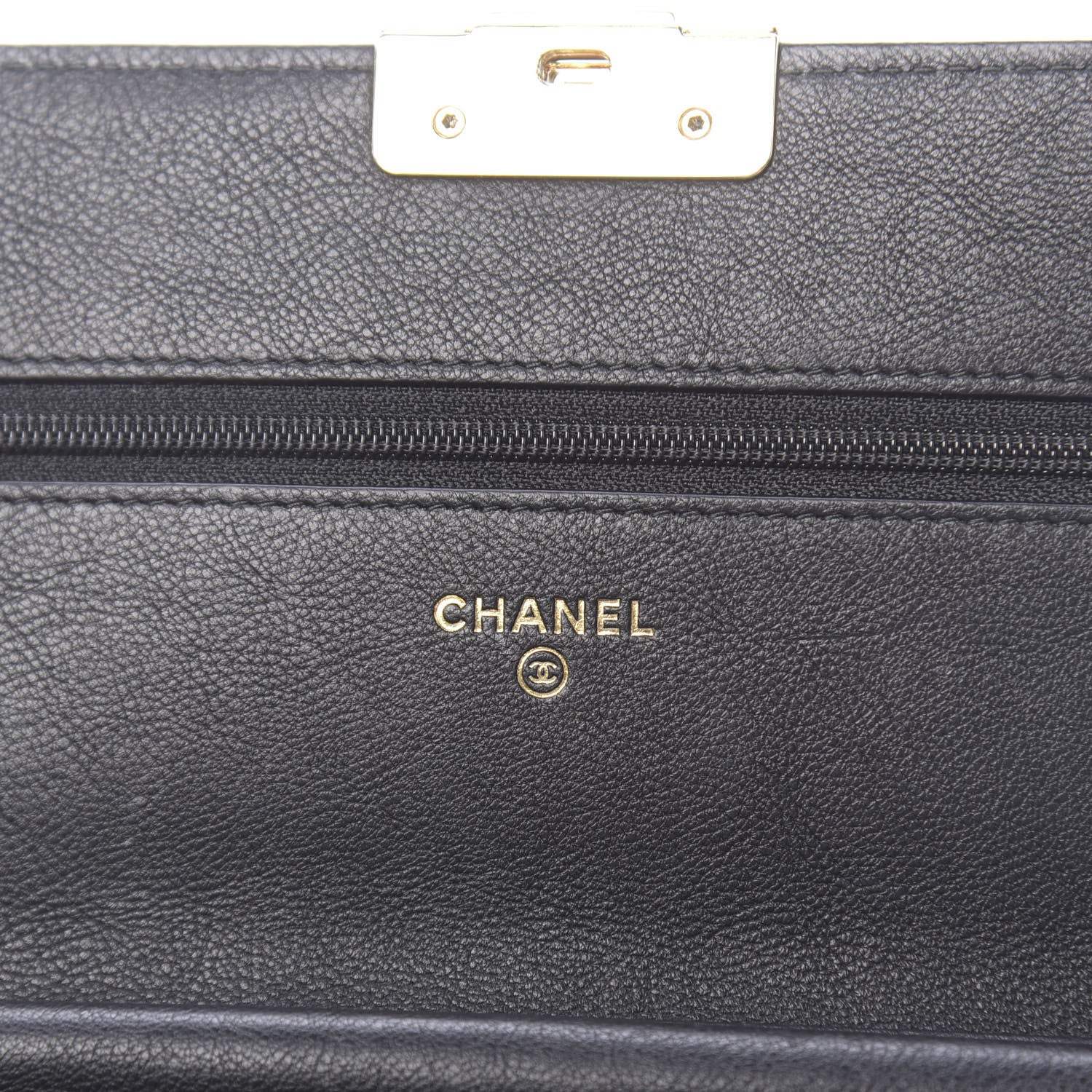 Chanel Grained Calfskin Quilted Label Click Flap Wallet On Chain WOC Black 6 of 14