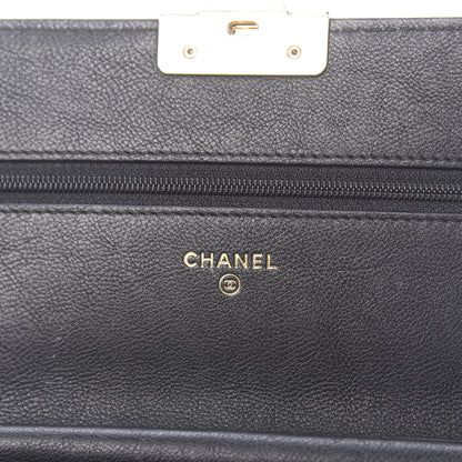 Chanel Grained Calfskin Quilted Label Click Flap Wallet On Chain WOC Black 6 of 14