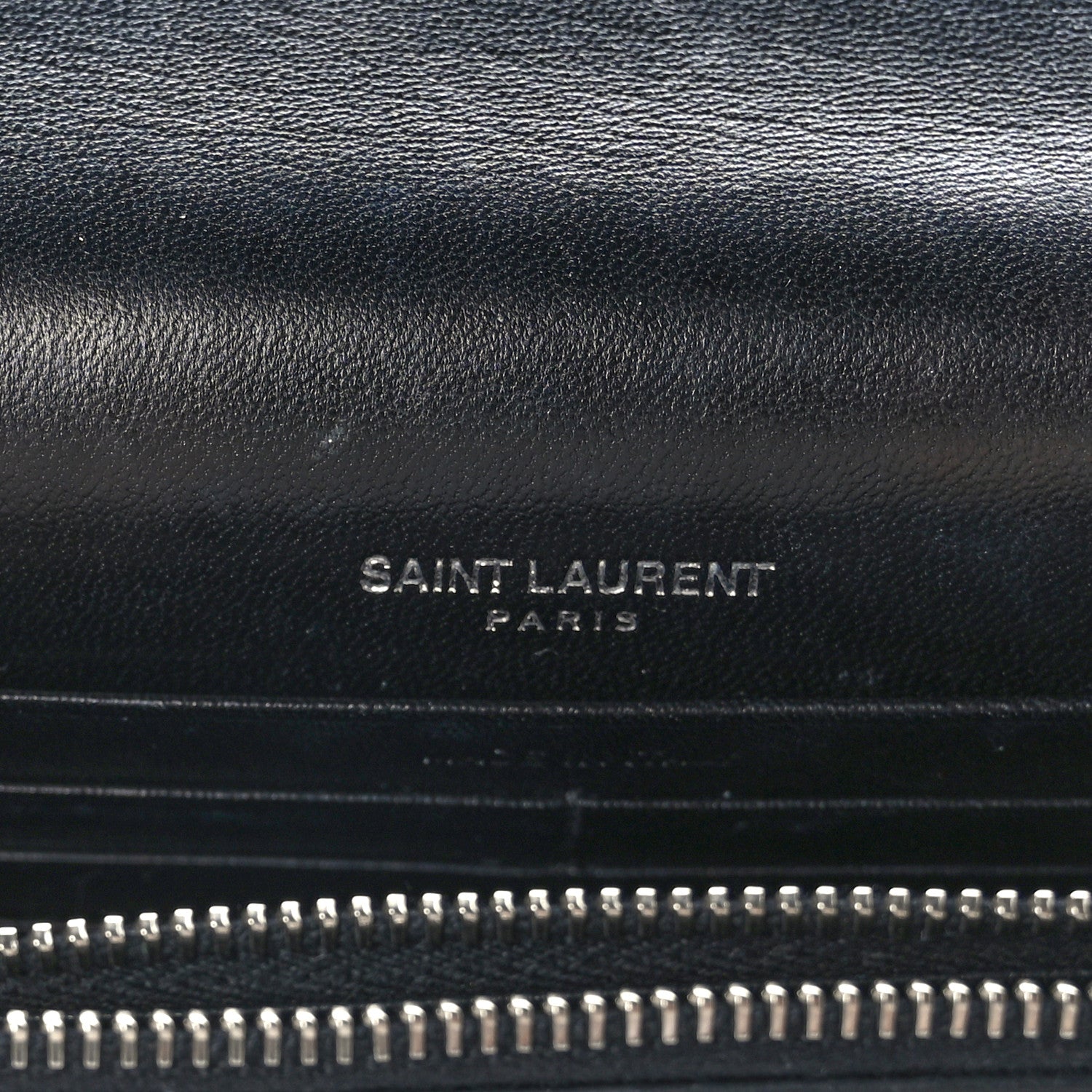 Saint Laurent Calfskin Crocodile Embossed Kate Monogram Tassel Chain Wallet Black 6 of 8