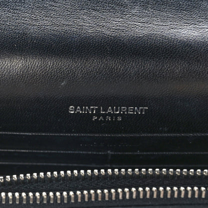 Saint Laurent Calfskin Crocodile Embossed Kate Monogram Tassel Chain Wallet Black 6 of 8