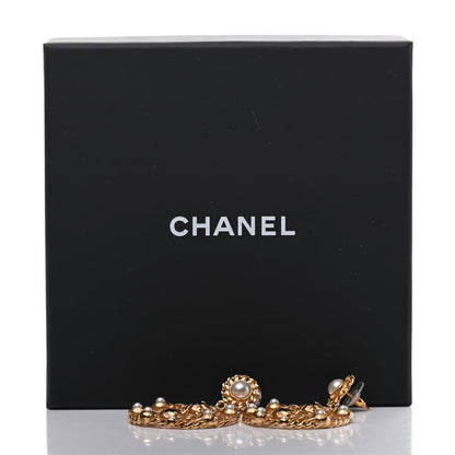 Chanel Pearl Gripoix CC Chain Drop Earrings Gold 5 of 5