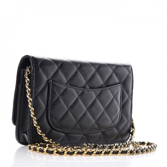 Caviar Quilted Wallet On Chain WOC Black