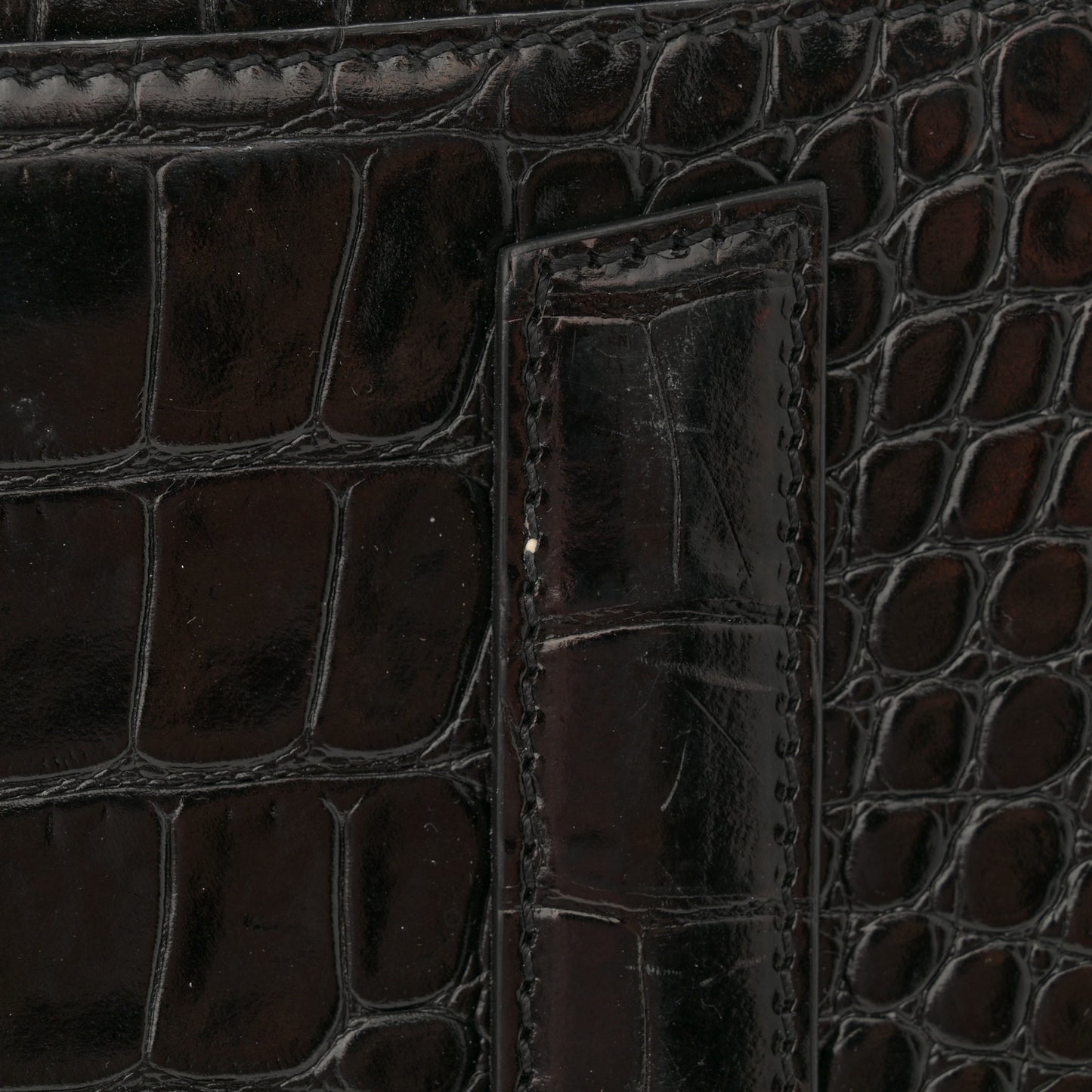 Calfskin Crocodile Embossed Small Antigona Black