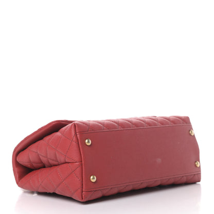 Chanel Caviar Quilted Small Coco Handle Flap Red 3 of 7