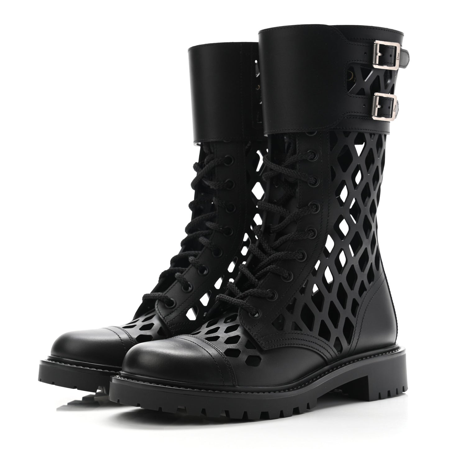 Matte Calfskin Womens D-Trap 30mm Tall Boots 36 Black