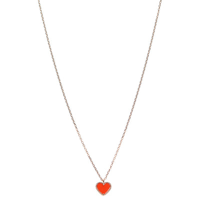 Van Cleef & Arpels 18K Rose Gold Carnelian Sweet Alhambra Heart Pendant Necklace 1 of 8