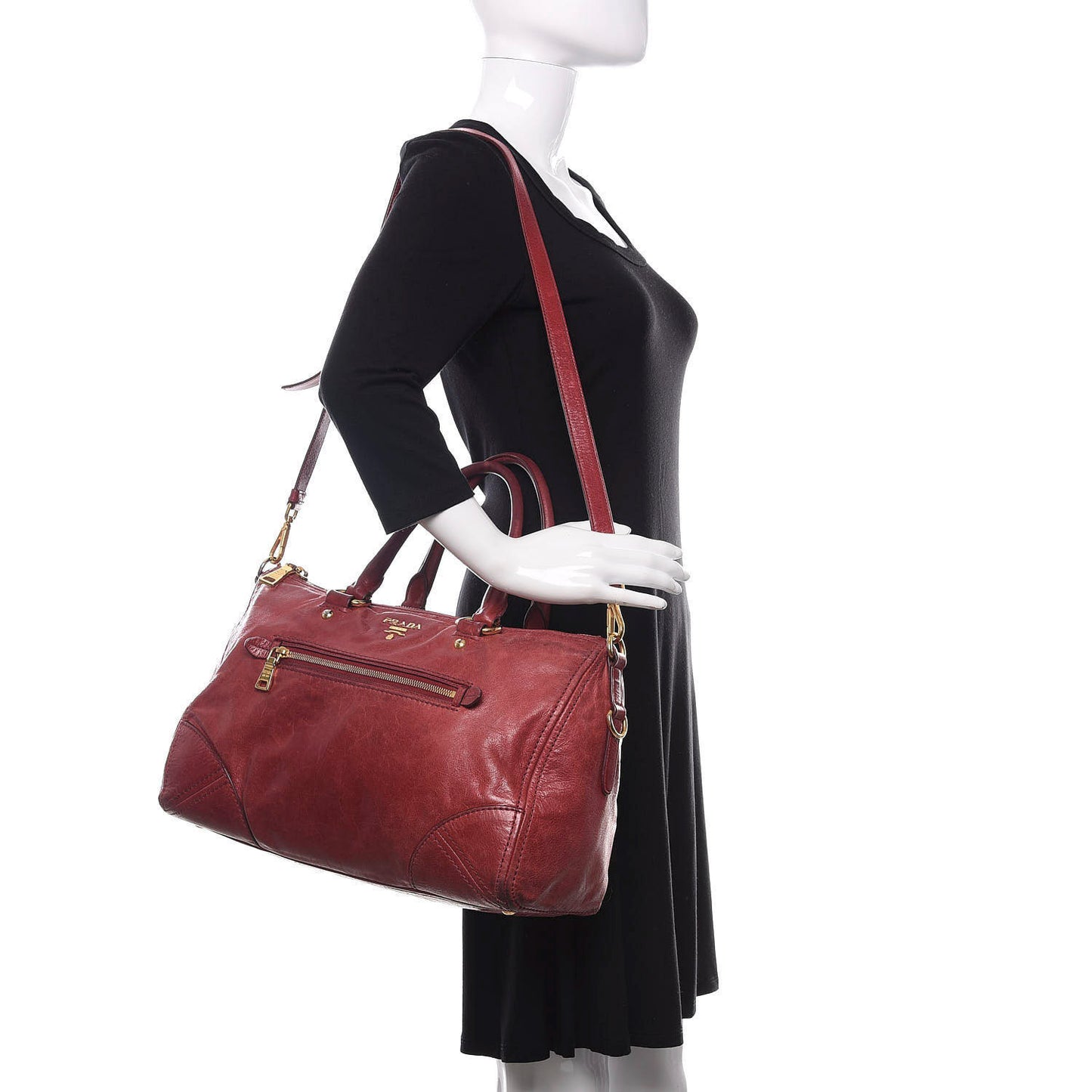 Vitello Shine Shopping Satchel Red