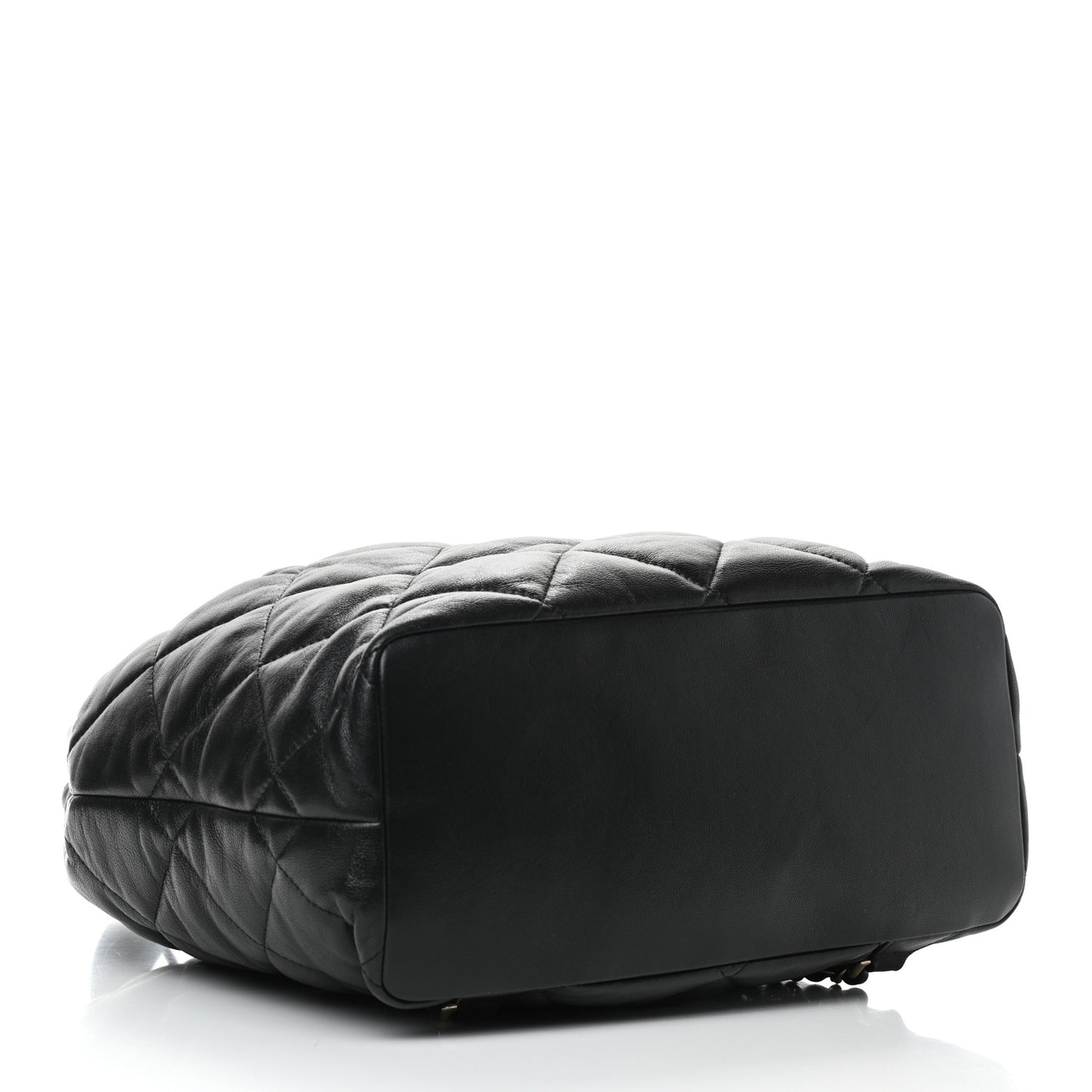 Lambskin Quilted Drawstring Backpack Black