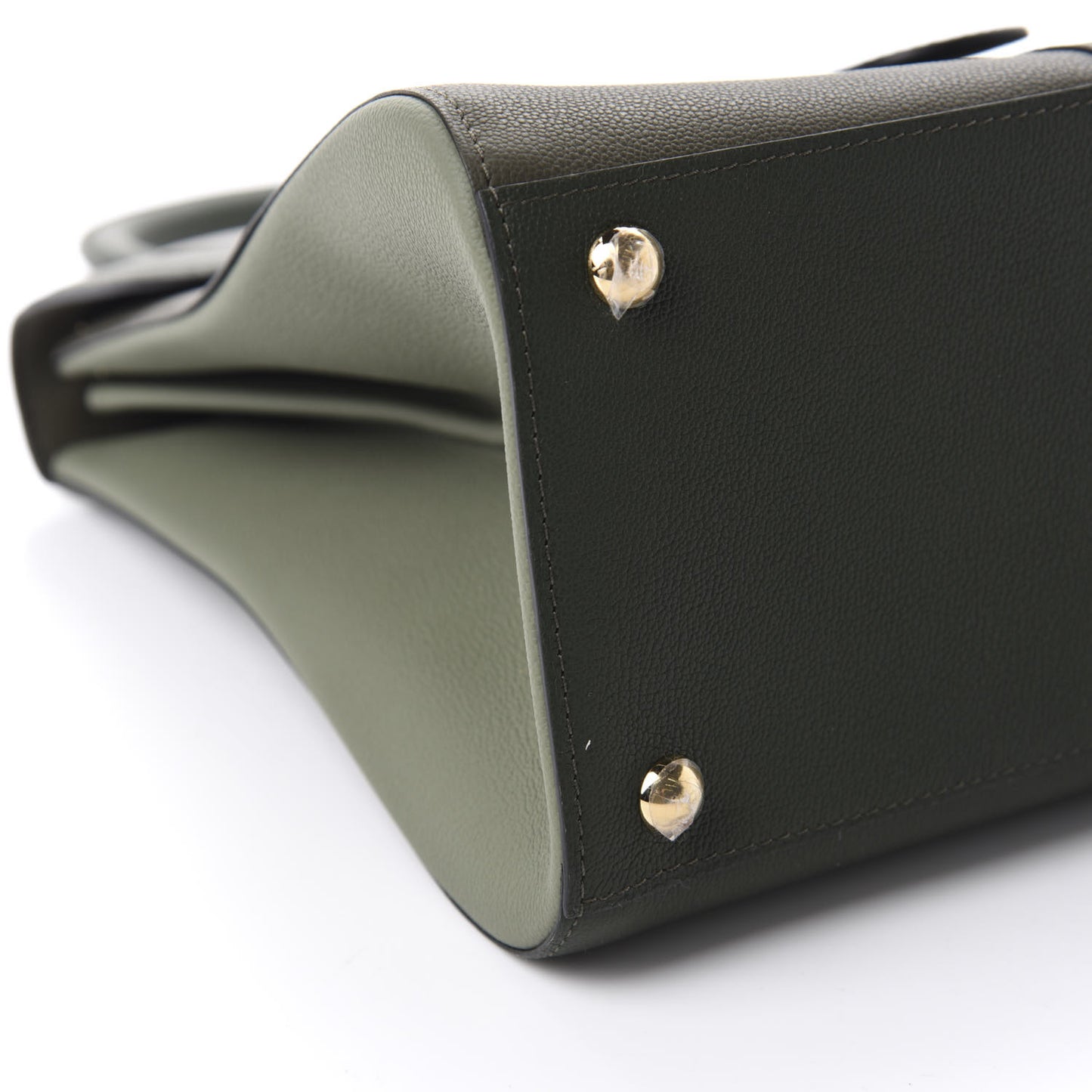 Grained Calfskin Bi-Color Brillant MM Satchel Kaki