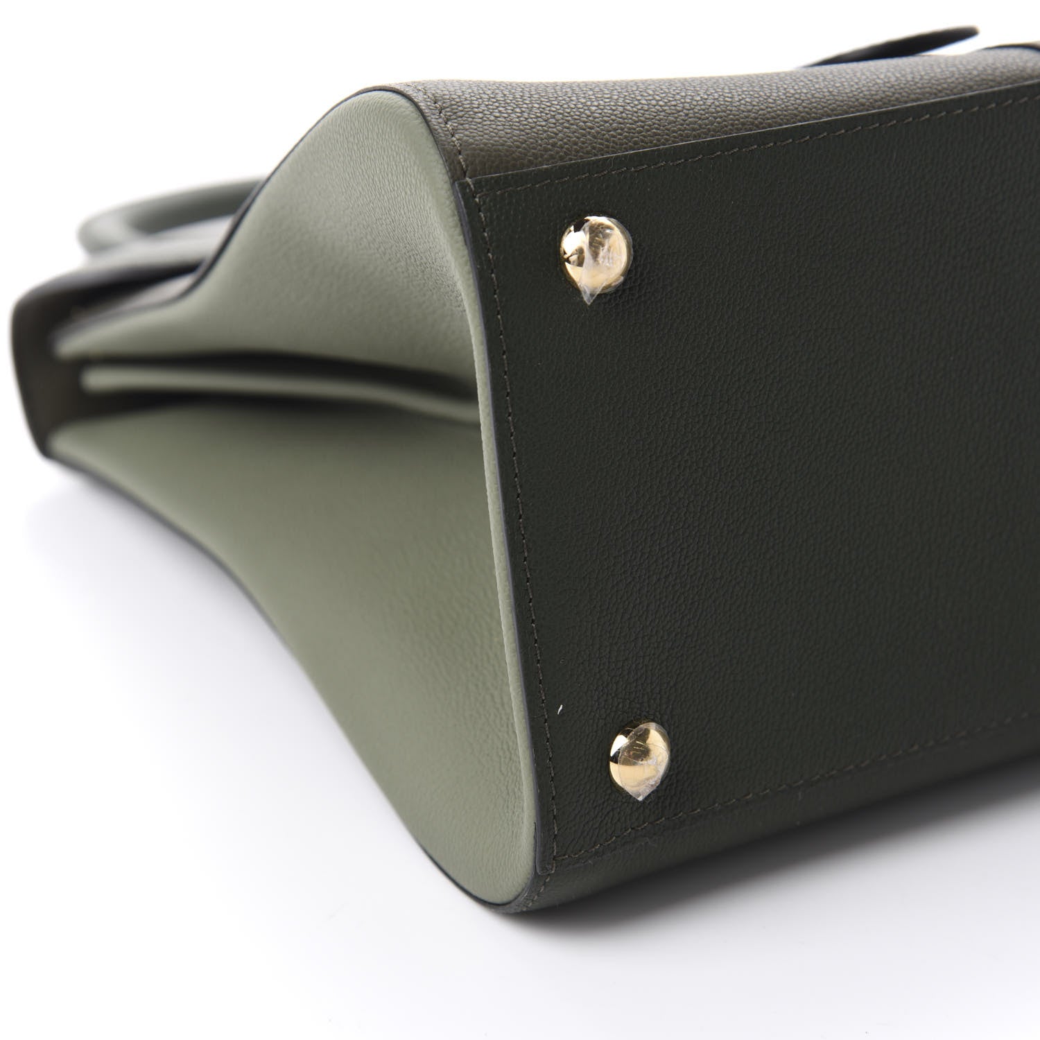 Delvaux Grained Calfskin Bi-Color Brillant MM Satchel Kaki 7 of 12