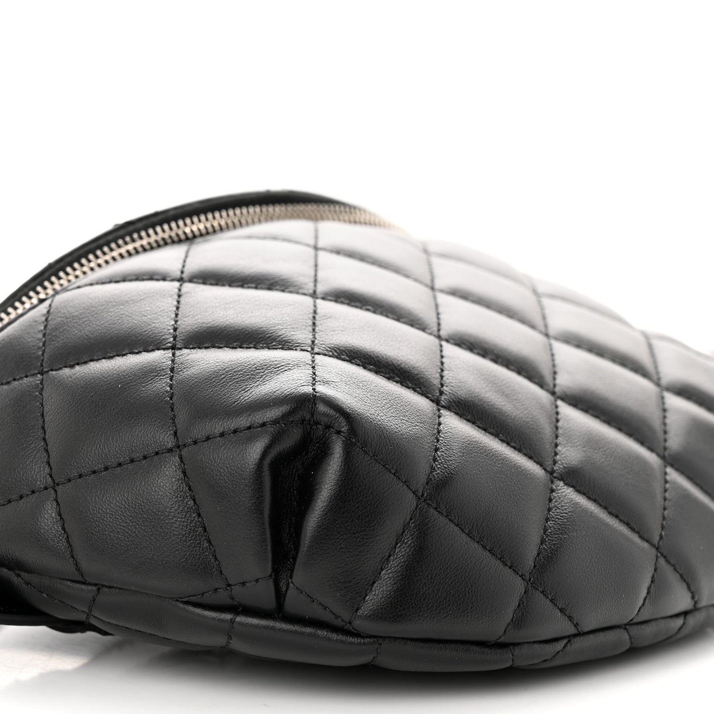 Calfskin Quilted Waist Belt Bag Black