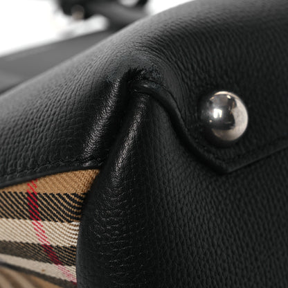 Burberry Derby Calfskin Vintage Check Medium Banner Tote Black 13 of 15
