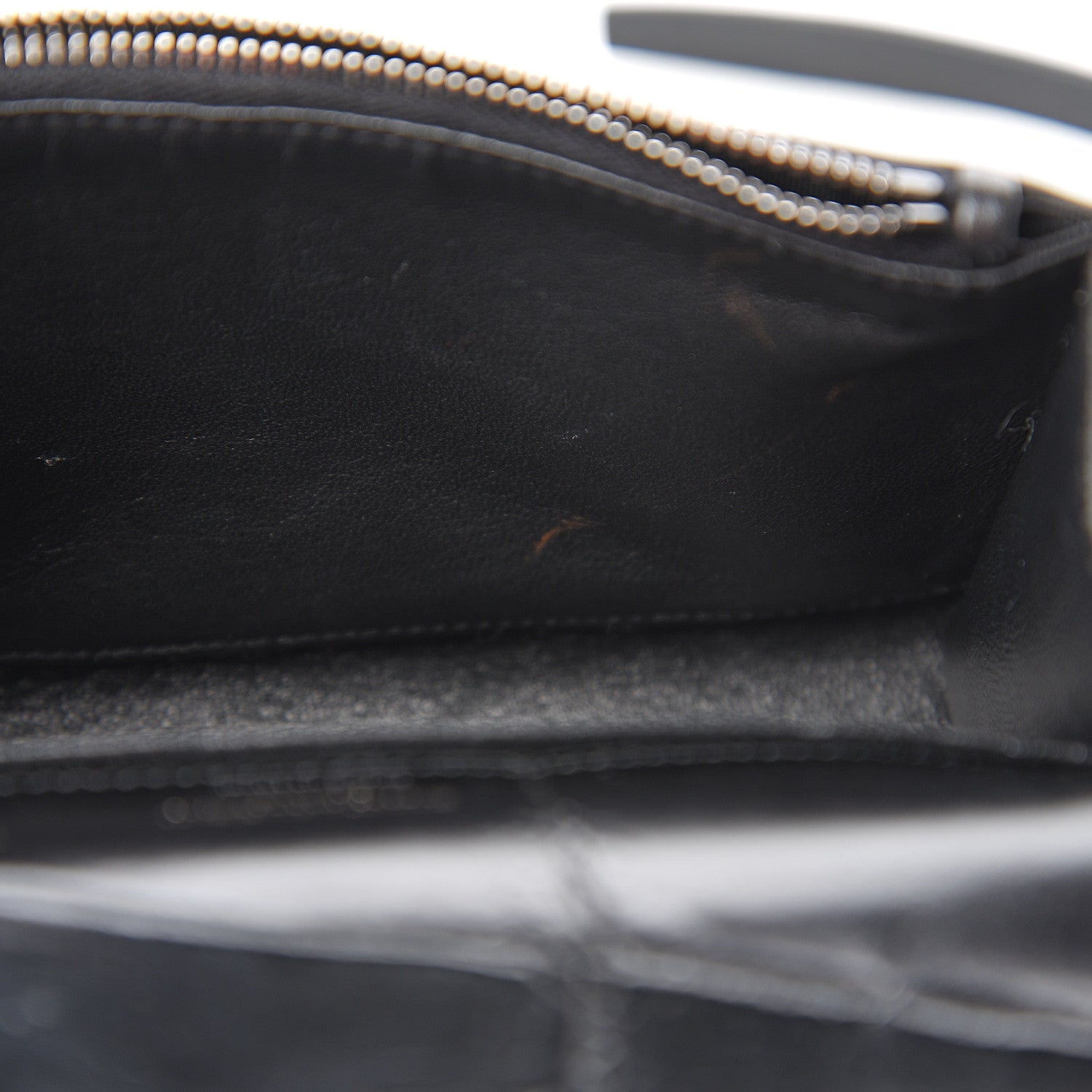 Saint Laurent Calfskin Crocodile Embossed Monogram Kate Belt Bag Black 8 of 12