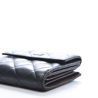 Chanel Lambskin Quilted Compact French Flap Wallet Black 10 of 11