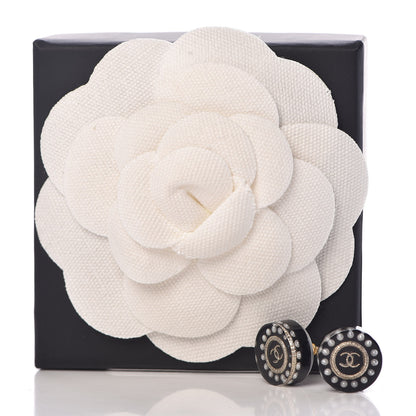 Chanel Resin Pearl CC Stud Earrings Black 5 of 5